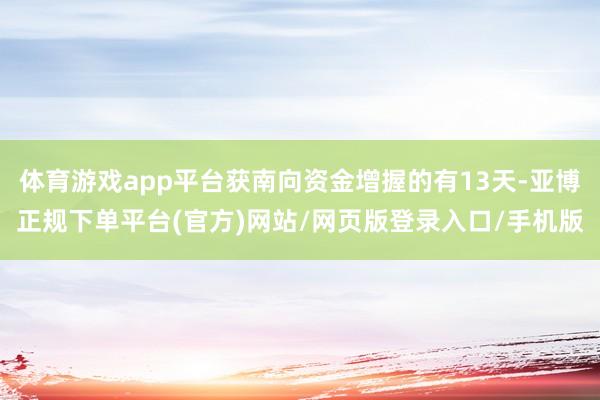 体育游戏app平台获南向资金增握的有13天-亚博正规下单平台(官方)网站/网页版登录入口/手机版