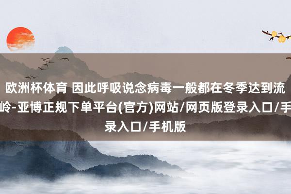 欧洲杯体育 因此呼吸说念病毒一般都在冬季达到流行岑岭-亚博正规下单平台(官方)网站/网页版登录入口/手机版