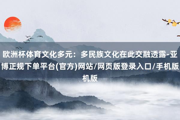 欧洲杯体育文化多元：多民族文化在此交融透露-亚博正规下单平台(官方)网站/网页版登录入口/手机版