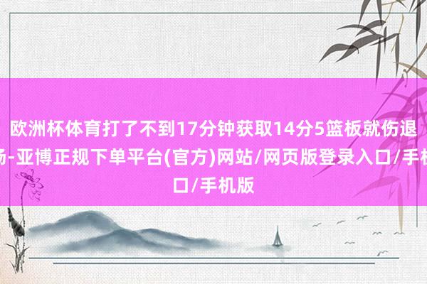 欧洲杯体育打了不到17分钟获取14分5篮板就伤退离场-亚博正规下单平台(官方)网站/网页版登录入口/手机版