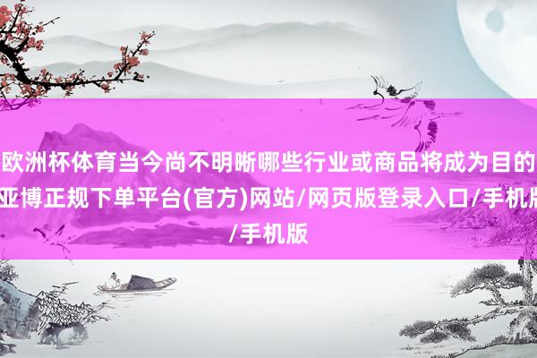 欧洲杯体育当今尚不明晰哪些行业或商品将成为目的-亚博正规下单平台(官方)网站/网页版登录入口/手机版