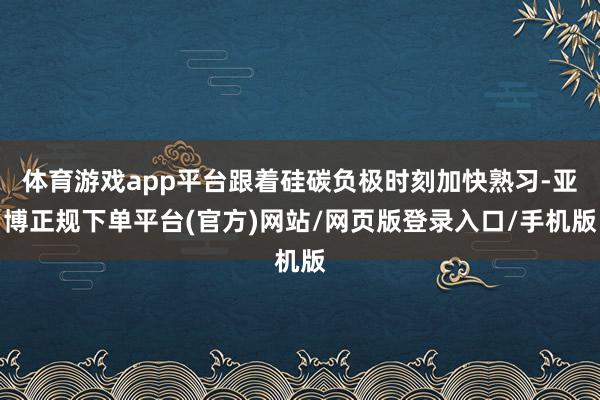 体育游戏app平台跟着硅碳负极时刻加快熟习-亚博正规下单平台(官方)网站/网页版登录入口/手机版
