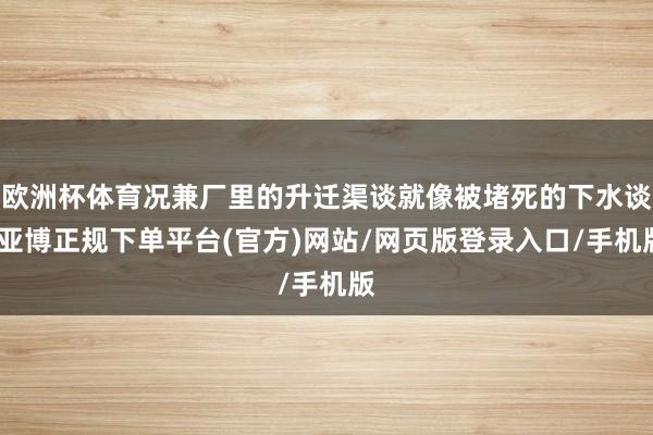欧洲杯体育况兼厂里的升迁渠谈就像被堵死的下水谈-亚博正规下单平台(官方)网站/网页版登录入口/手机版